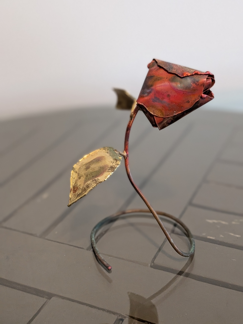 Handcrafted Metal Rose Sculpture